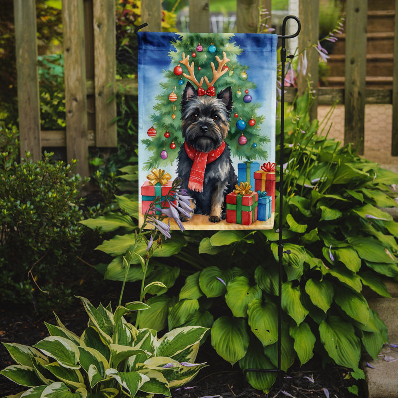 Drapeau de Noël renne de jardin, Terrier Cairn noir