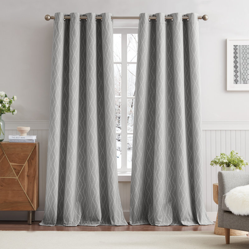 Paire de rideaux occultant en polyester avec œillets River (ensemble de 2), Gris, L 50 po x L 95 po