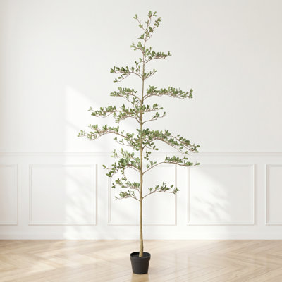 6ft Artificial Olive Tree in Black Pot, Realistic Faux Potted Plant with Weighted Base, Wabi-sabi Decor for Living Room & Covered Outdoor