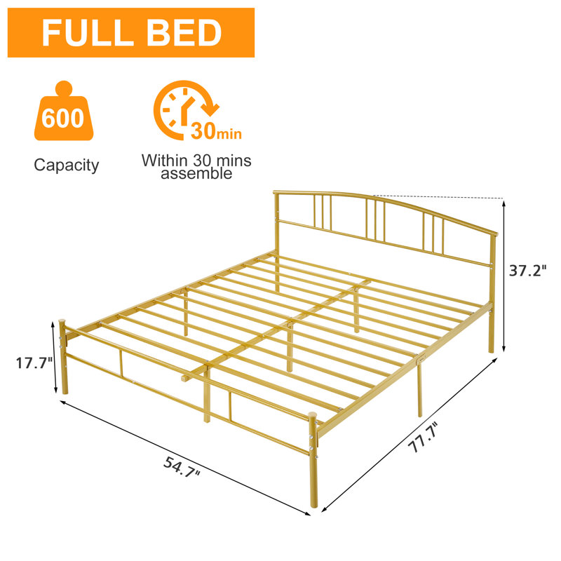 Scaggs Metal Bed With 2 Nightstands – Modern Bedroom Set, Full, Black