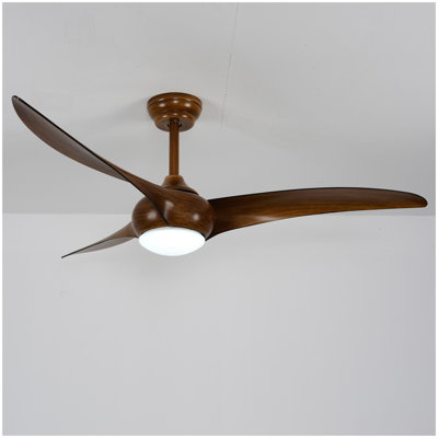 52" Ceiling Fan with  LED Light Remote Control,Quiet DC Motor 6 Speed Levels,3 PCS ABS Blades Fan Lamp,Adjust Height( 2 PCS Rod) Reversible Ceiling Fan, for Patio Living Room, Bedroom, Office,Indoor.