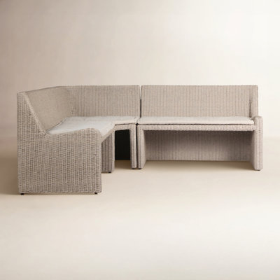 Senna Outdoor Dining Banquette L Shape 83"-Vintage White