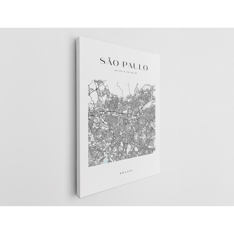 Sao Paulo Map Print Brazil Canvas Print