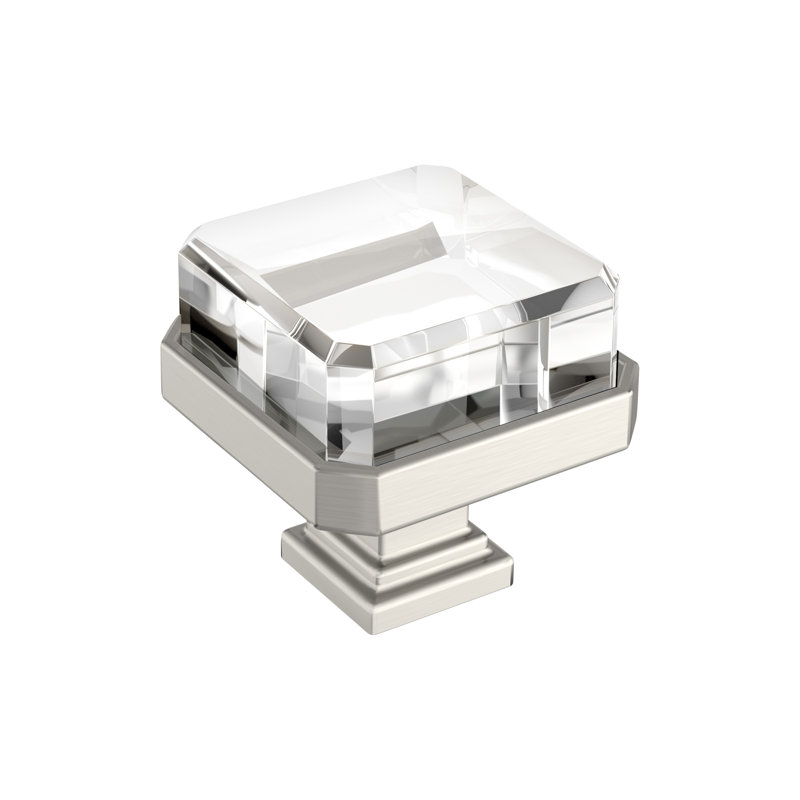 Glacio Clear and Polished Chrome Square Cabinet Knob