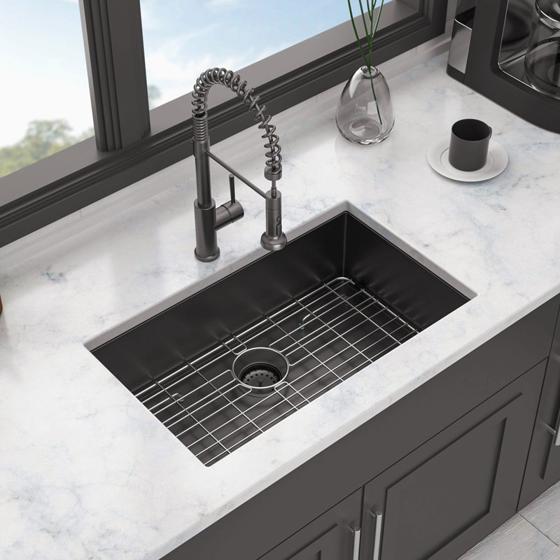 Évier encastré 30 po - Acier inoxydable durable de calibre 16, cuve simple de 10 po de profondeur pour cuisine moderne