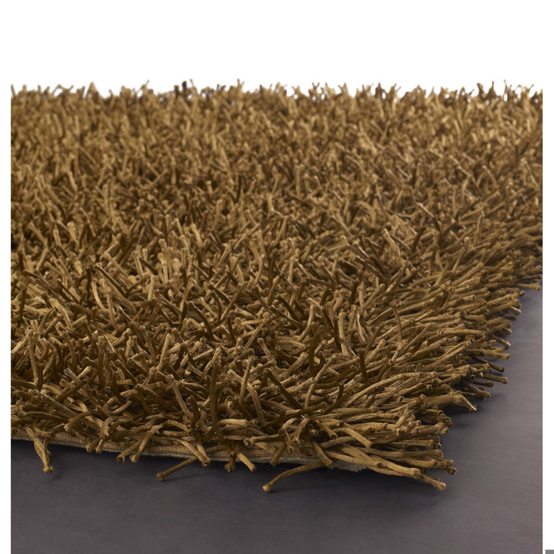 Callum Authentic Hand-Woven Handmade Gold Modern Shag Polyester Area Rug