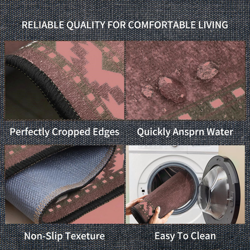 Geometric Water Resistant Anti-Fatigue Non-Skid Kitchen Mat, Red
