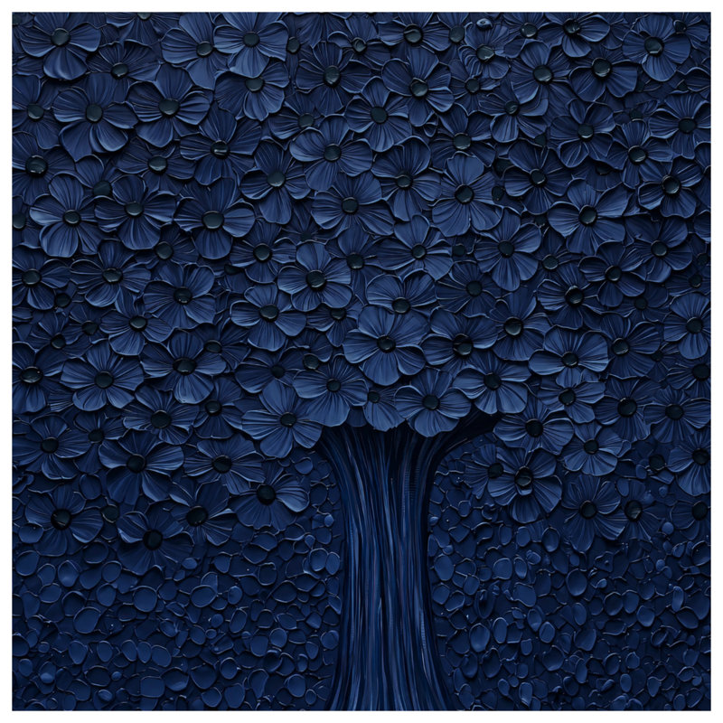 Tapis de bain bleu à motif floral, L 24 po x L 17 po