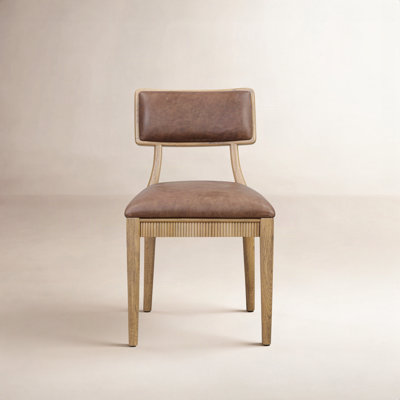 Tescott Genuine Leather Oak Dining Chair