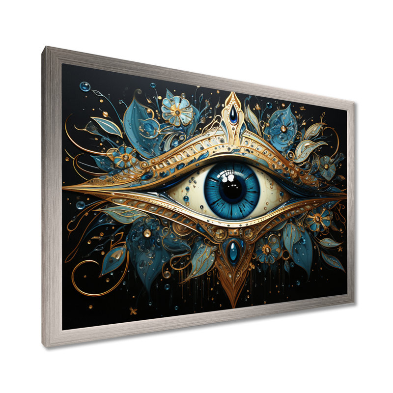 Judaism Hamsa Blessings Eye I - Judaism Wall Art, H 24 po x l 32 po x P 1 po, Cadre simple argenté