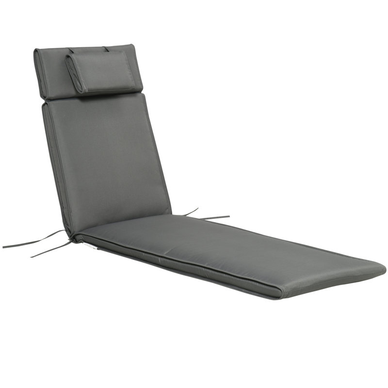 Outsunny Garden Sun Lounger Cushion Replacement with Pillow, Grey
