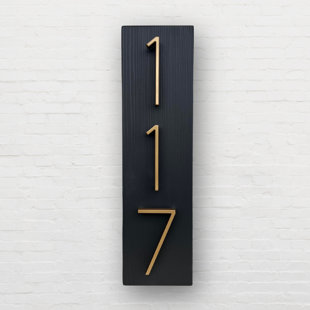 Modern Wood Address Plaque with Floating Numbers