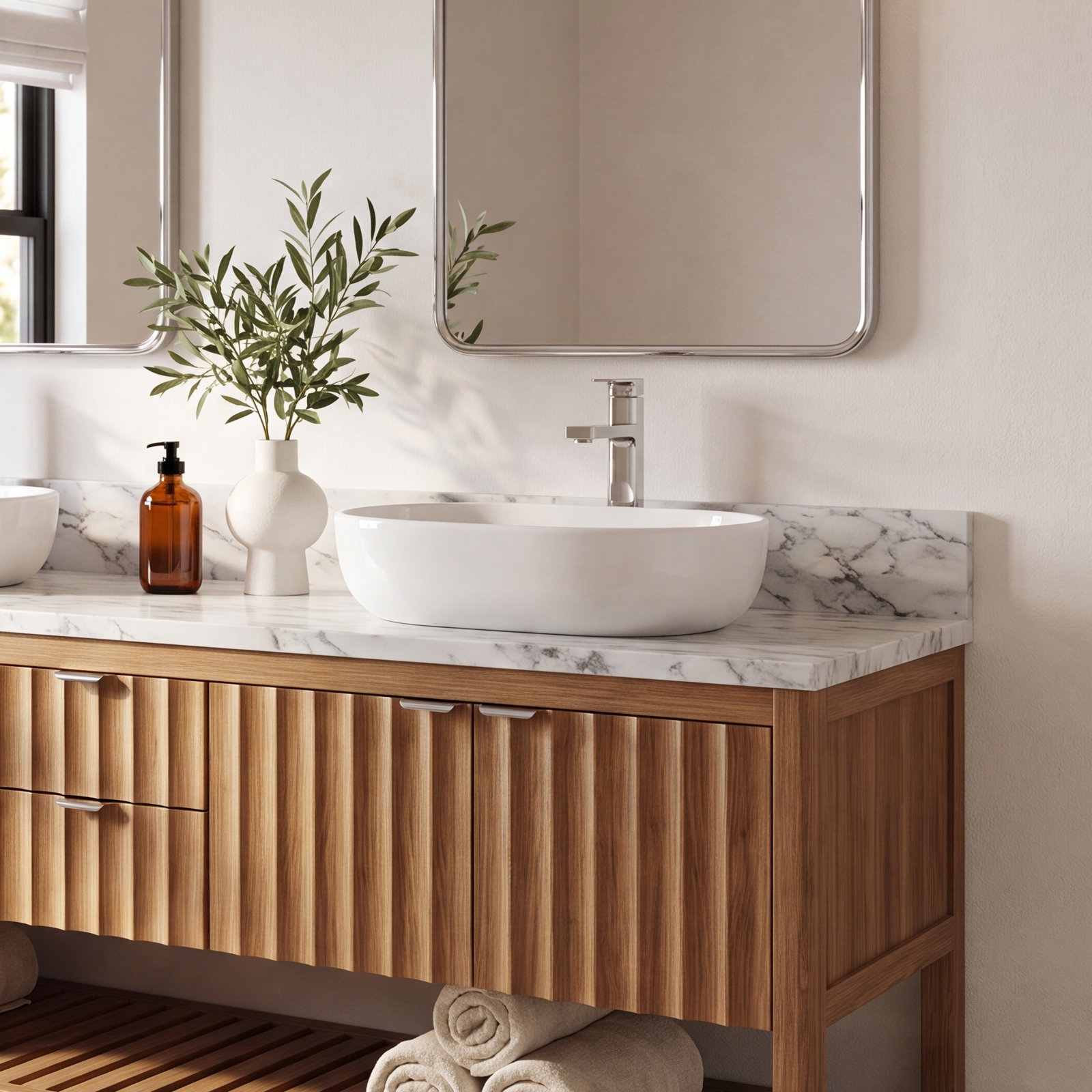 Modern Vitreous China Oval Vessel Sink