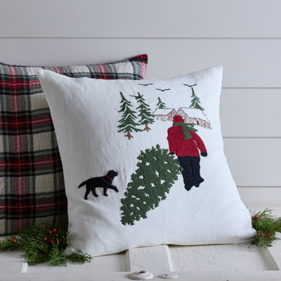 Fetching The Christmas Tree Linen  Pillow