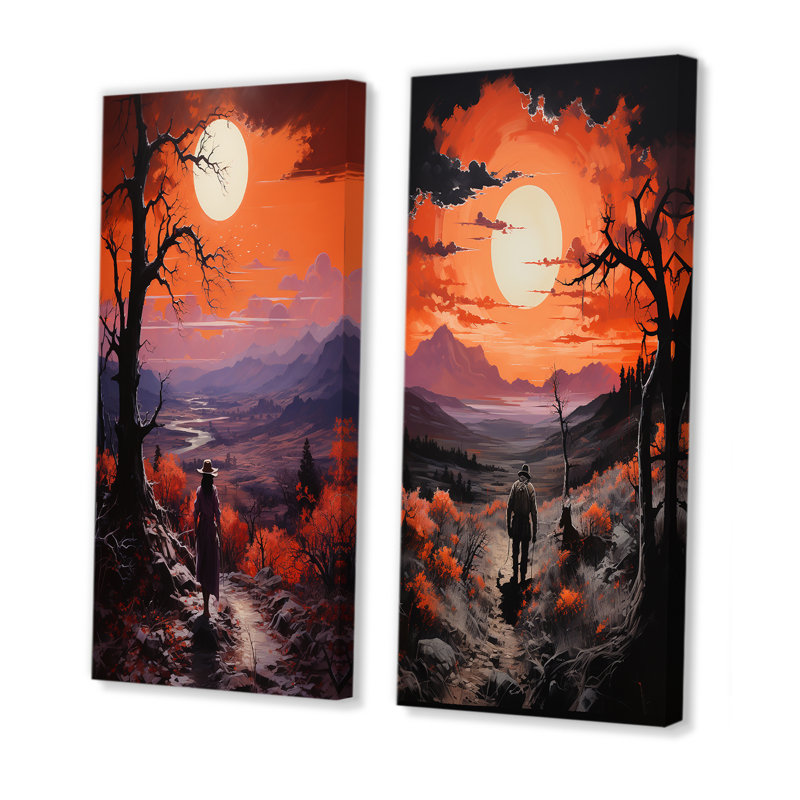 «Western Rugged Sunset», 2 pièces sur toile, Toile tendue, H 24 po x l 20 po