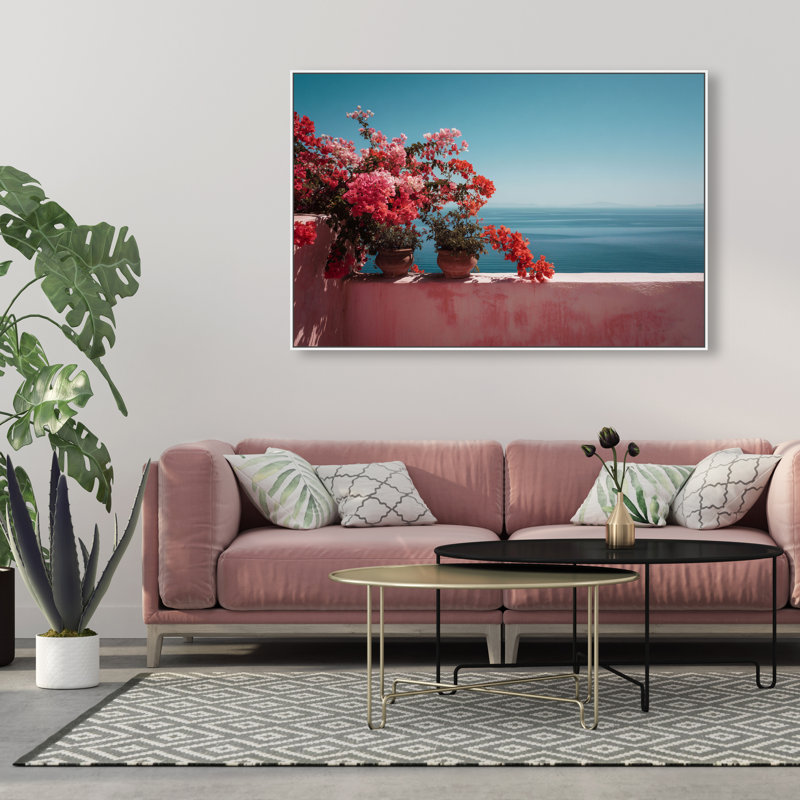 Roseate Horizon Graphic Art Canvas, 21"H x 31"W, White Floater Frame