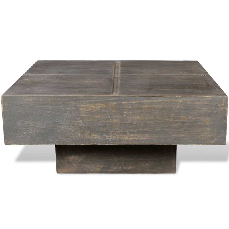 Solid Wood Frame Single Coffee Table, Dark Brown, 11" H x 26.8" W x 26.8" D