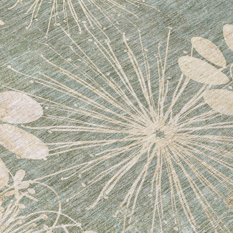 Machine Washable Indoor/Outdoor Kaczor ACN2225 Floral Rug, Round 8'