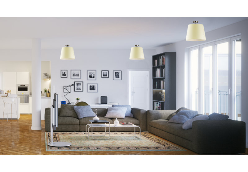 Deima Fabric Semi Flush Mount, Polished Silver, Light Yellow