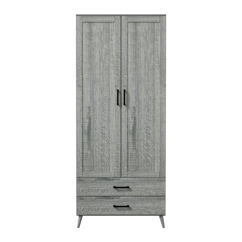 Bosse Solid Wood Wardrobe, Grey Ash Grey