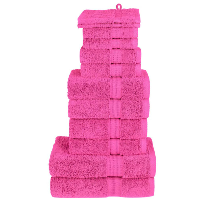 Premium Towel Set SOLUND 600 Gsm, 12 Piece Towel Set, Pink