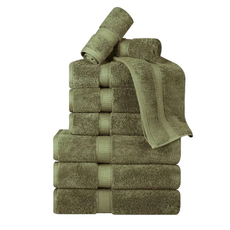 Scotia Egyptian Cotton Bath Towel Set, Forest Green, 9Pc Towel Set  (3Bath, 3Hand, 3Face)