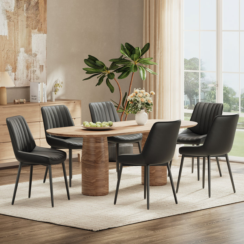 Chaise rembourrée moderne avec dossier capitonné et pieds en métal pour la salle à manger de cuisine, Noir