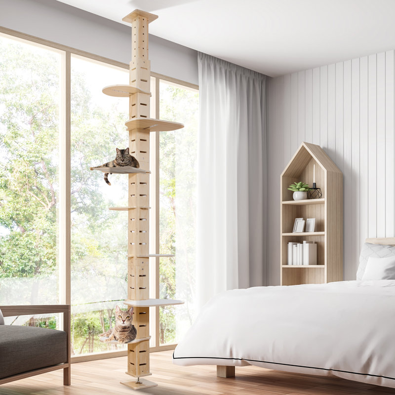 Grand arbre à chat, tour de plancher à chats pour grimper, regarder et jouer