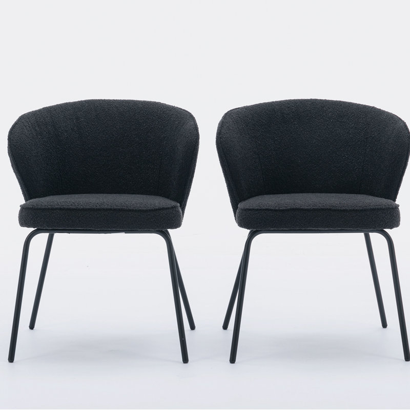 Chaise de salle à manger Ehtesham Boucle, Noir