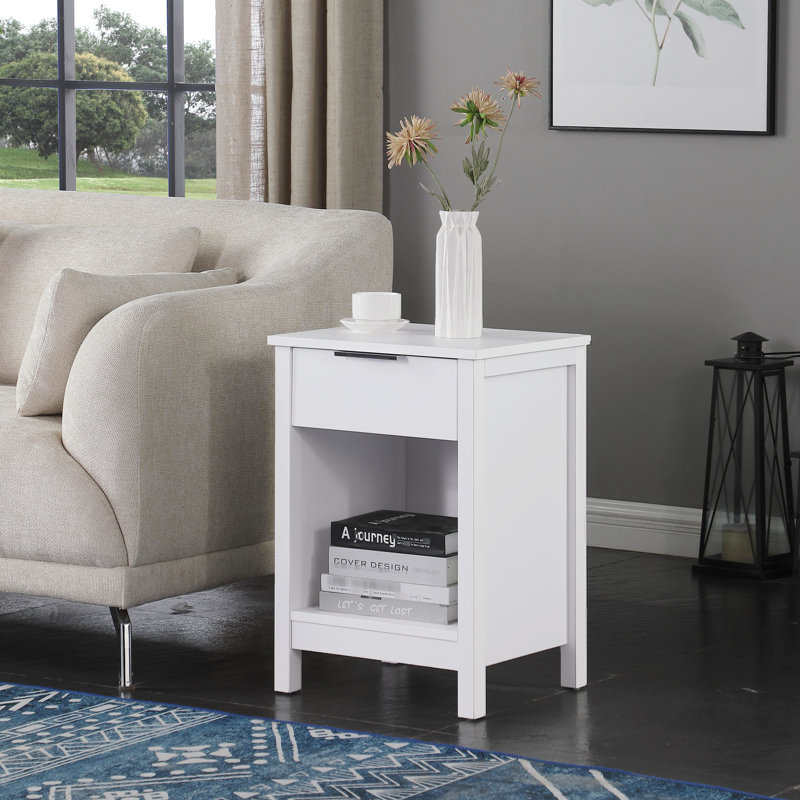 Table de chevet avec tiroir, 3 tables de chevet modernes en blanc rétro, beaucoup de rangement, table de bout blanche à assemblage rapide, utilisation pratique, facile à utiliser