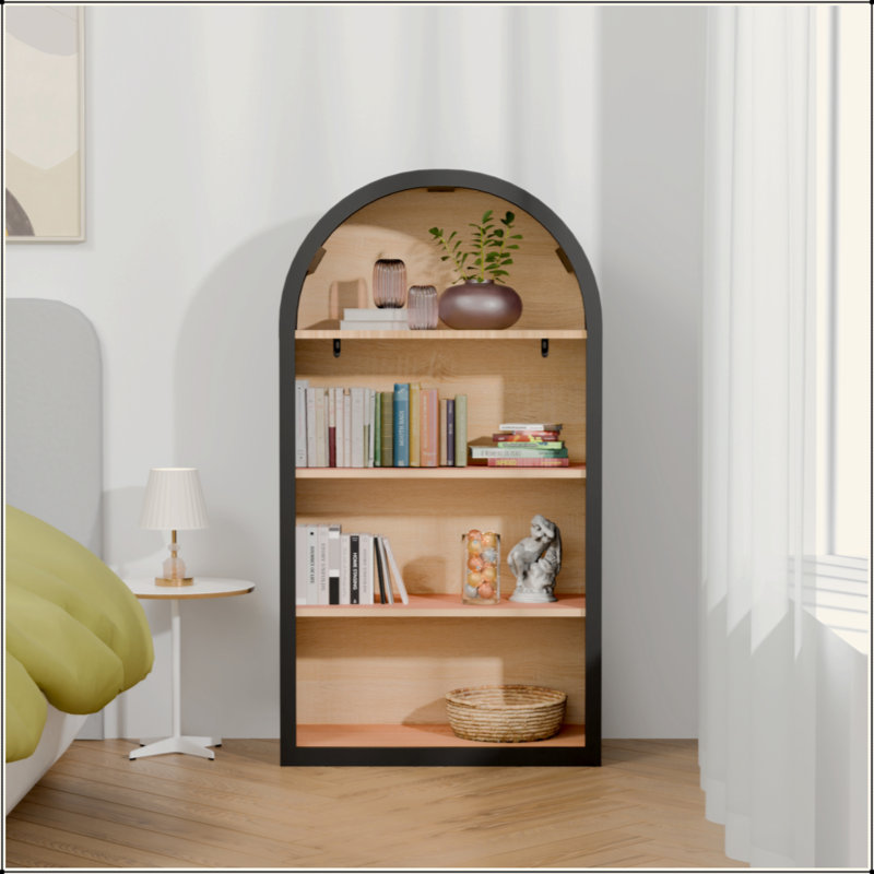 Bibliothèque arquée à 4 niveaux, bibliothèque arquée avec tablettes de rangement