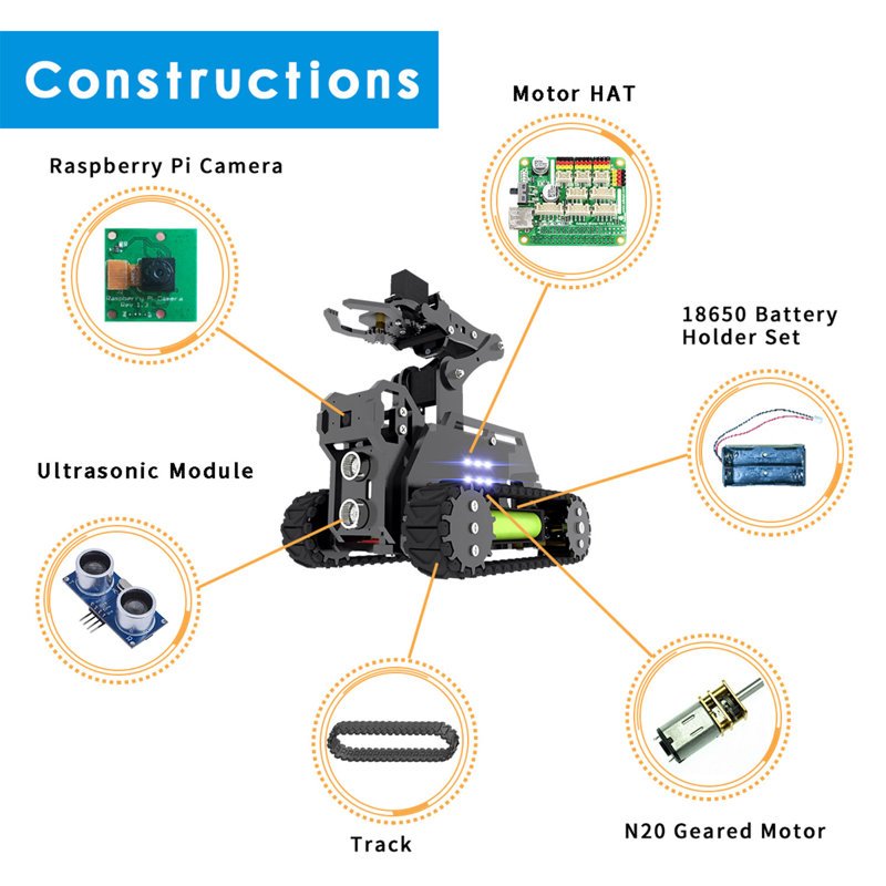 Adeept Rasptank Mobile Wifi Smart Robot Car Kit
