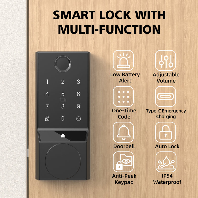 Smart Lock Touchscreen Single Cylinder Deadbolt with Smartkey Security, Satin Nickel