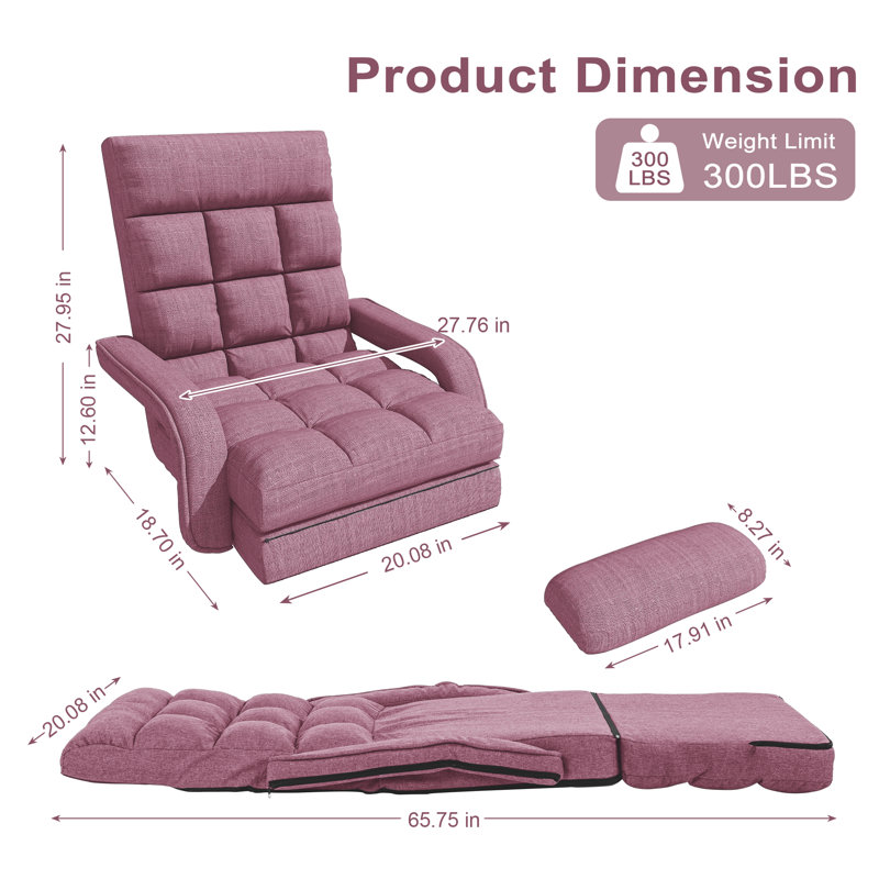 Adjustable Reclining Erogonomic Floor Game Chair With Meditation Armrest, Purple