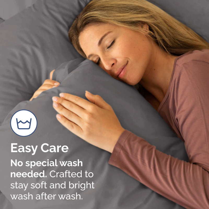 Microfiber Pillowcase Set of 2, Soft Double Brushed Pillow Covers, Breathable & Easy Care, King, Dark Gray