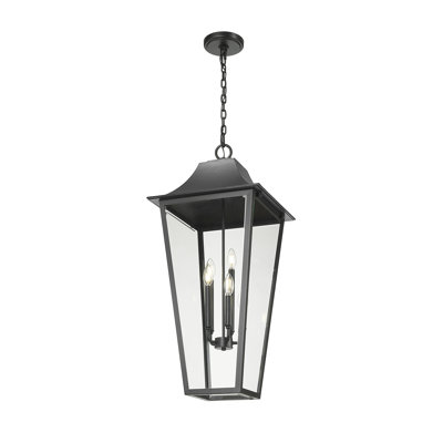 Ouen 5 Light Outdoor Chain Mount Ceiling Fixture in Black