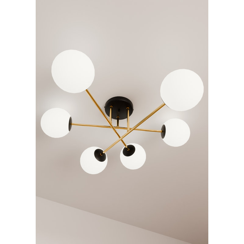 Wodome 6 - Light Dome Chandelier, Black, White