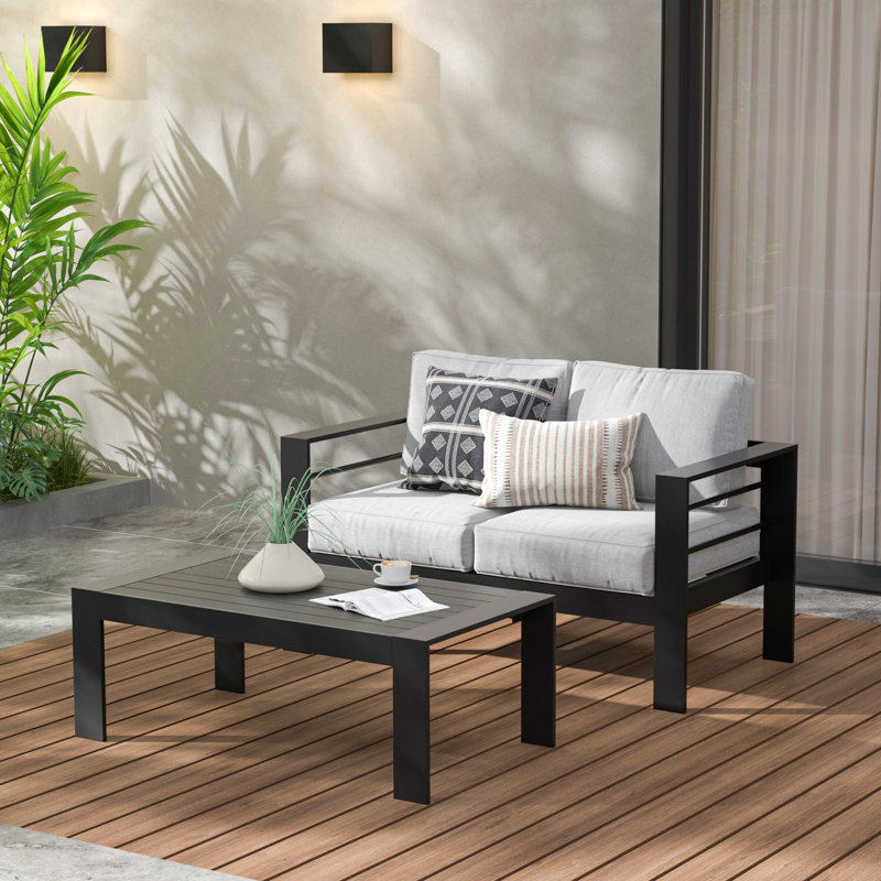 Aluminum Patio Coffee Table, Black