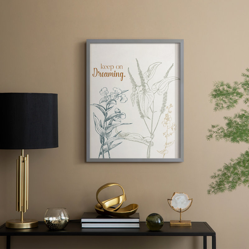«Keep on Dreaming», reproduction encadrée - bois massif, Gris, H 11 po x l 9 po