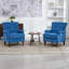 Fauteuil d'appoint rembourré bleu foncé par, fauteuil de lecture confortable pour le salon et la chambre à coucher, coussin à ressorts avec pieds en bois massif rétro, capacité de poids de 300 lb