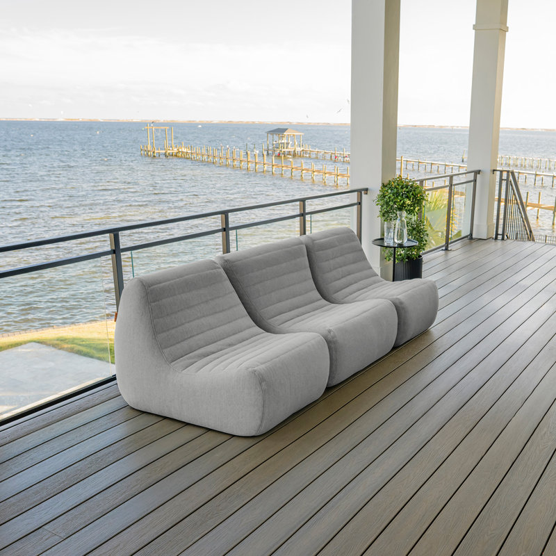Big Joe Solvana Outdoor Patio Furniture Set, Performance Linen Weather-Resistant Fabric, 3 Piece Sectional, Port Gray