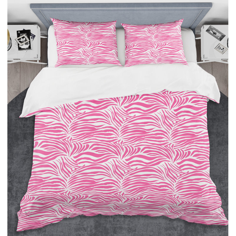 Glam Polyester Twill Animal Print Duvet Cover, Full/Queen Duvet Cover + 2 Shams