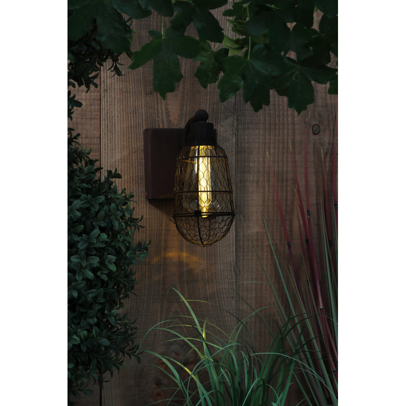 21cm H Battery Powered Integrated LED Outdoor Wall Lantern with Dusk to Dawn