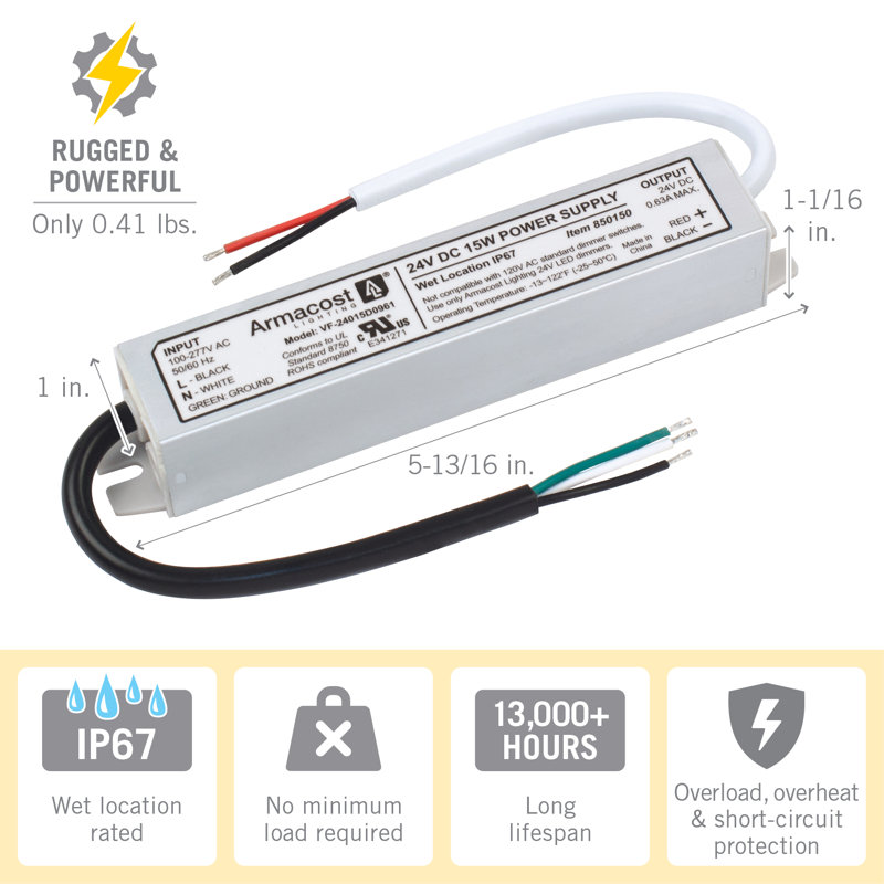 Standard Indoor/Outdoor LED Driver 24V DC, 15W, 15