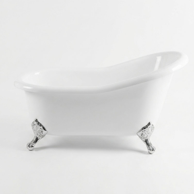 Baignoire sur pattes en acrylique avec pattes à fixation sur le comptoir de 5 pi The Huron de 5 pi par Strom Living, Chrome