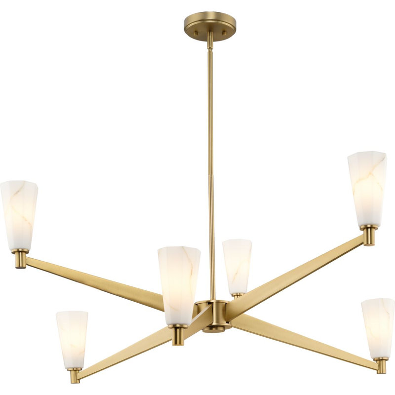 Lustre de luxe moderne à six lumières, Bronze brossé