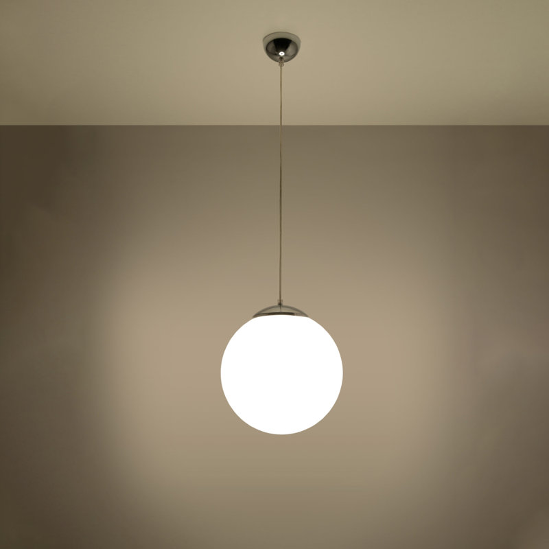Huings 1 - Light Sphere Pendant, 150cm H x 30cm W x 30cm D, Chrome