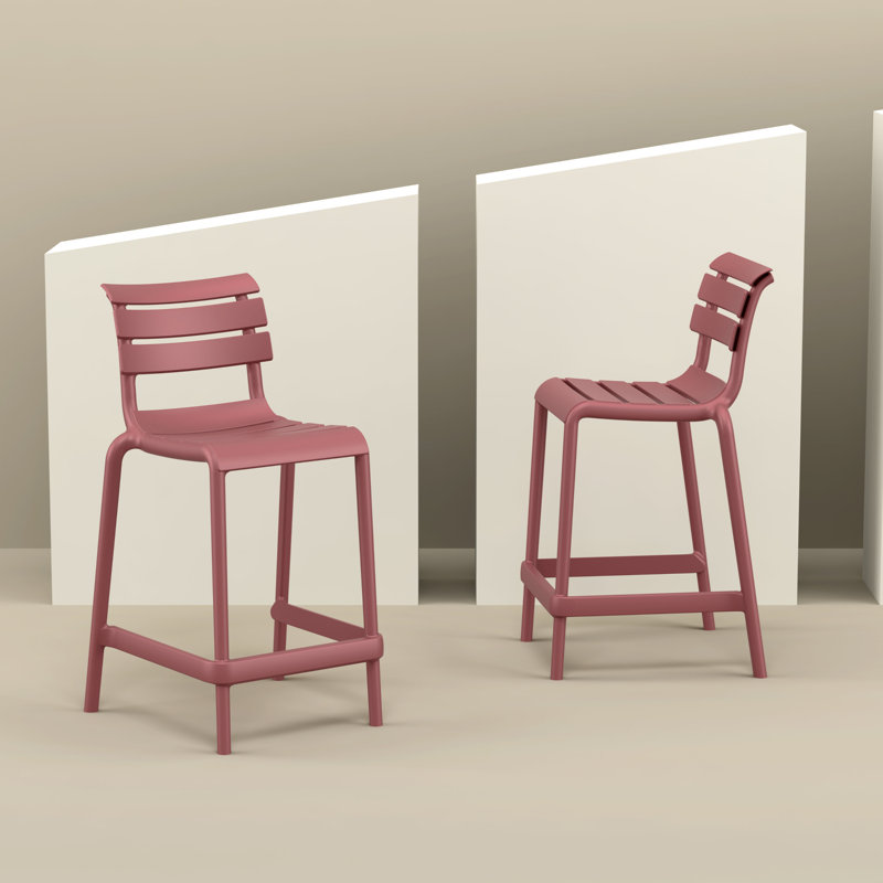 Ruta Outdoor Counter Stool, 25.60", Marsala