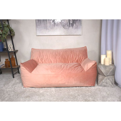 Fauteuil à billes surdimensionné 2 places avec accoudoirs Fila Velveteen, rose