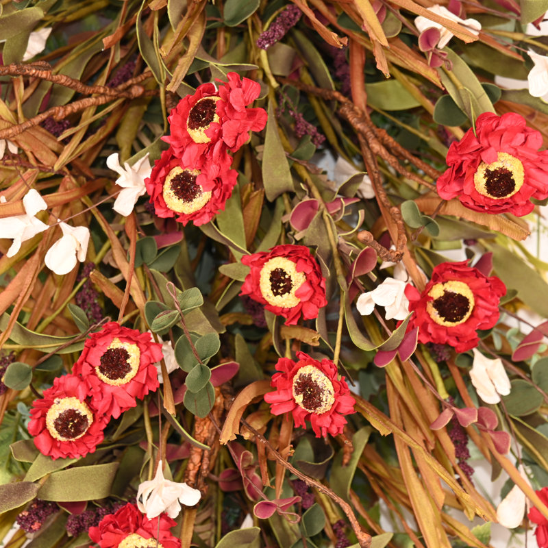 Guirlande florale 24 po 24 po, Rouge / Vert